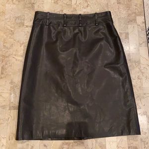 Leather skirt.